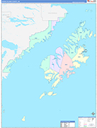 Kodiak Island County Wall Map Color Cast Style